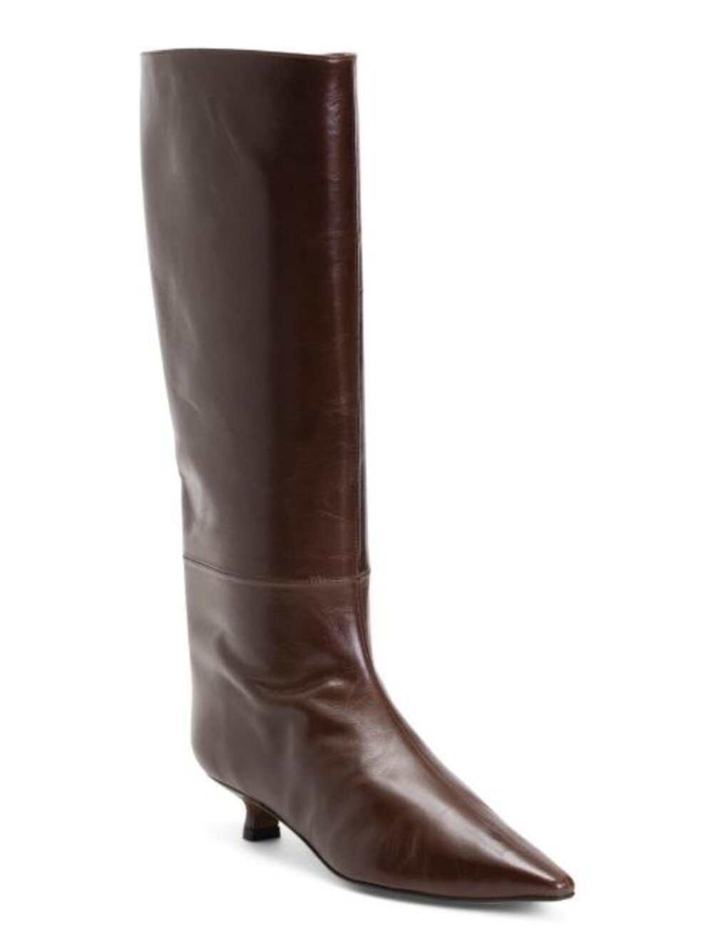 ANGEL ALARCON Made In Spain Leather High Shaft Boots With Leather Wrapped Heel